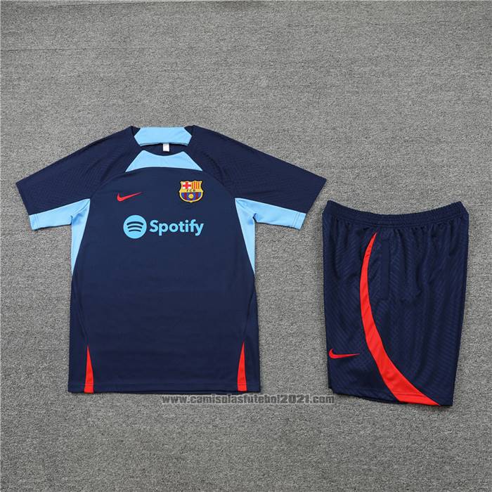 Fato de Treino Barcelona Manga Curta 2022-2023 Azul - Calcas Curta